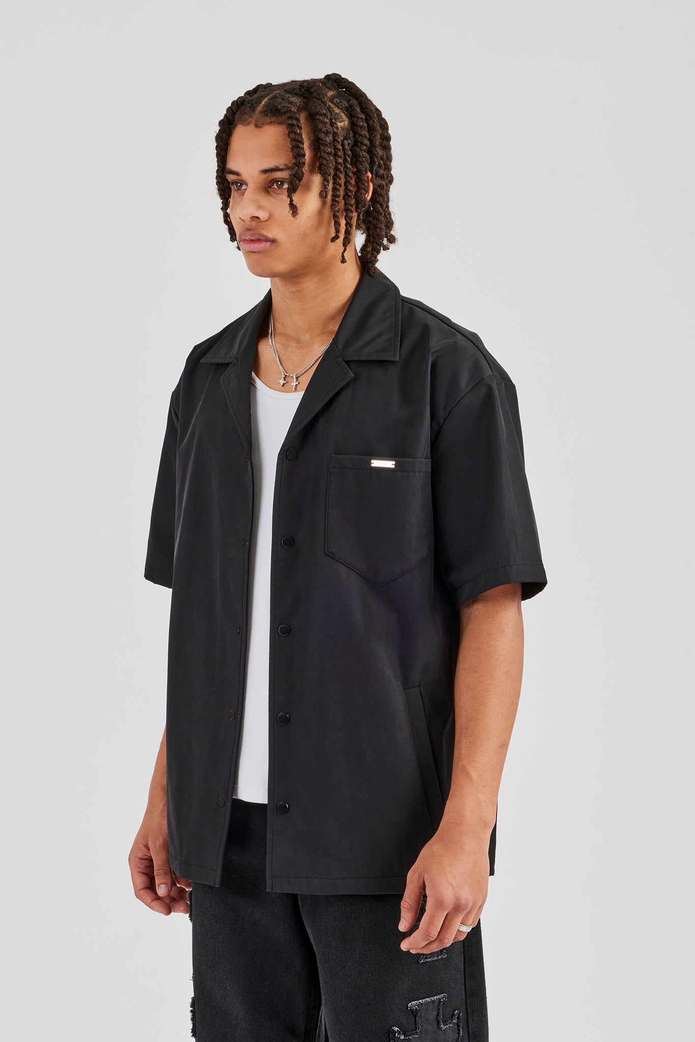 Nylon Cargo Shirt - Black